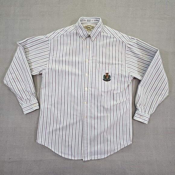 Vintage INC International Concepts Shirt Men's Small White Purple Striped Cotton - Picture 1 of 15
